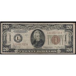 1934A $20 Federal Reserve Emergency Hawaii Note