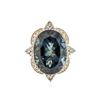 Image 2 : 14KT Yellow Gold 17.39ct Topaz and Diamond Ring