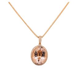 14KT Rose Gold 15.58ct Morganite and Diamond Pendant with Chain