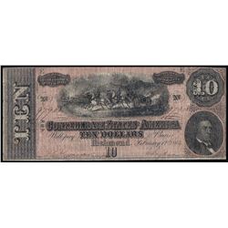 1864 $10 The Confederate States of America Note