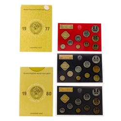 1977, 1978, 1980 Coins of the USSR Proof Like Sets