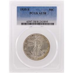 1935-S Walking Liberty Half Dollar Silver Coin PCGS Graded AU58