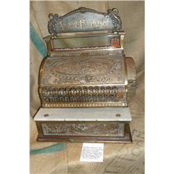 1909 Brass National Cash Register-All Original-Everything Works-Key-Was used in various businesses i