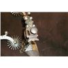 Image 5 : F. Schultz 147 Silver Inlaid Drop Shank Spurs- Barrel Chap Guards- F. Shultz Spur Straps- Etched on 