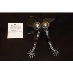 Mike Morales Silver Inlaid Spurs- Early California- Squashed M's- Silver Conchos on Straps