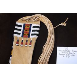 Unmarked Robert Guion Beaded Quiver- Smoked Deer Hide 40" X 6"
