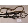 Image 4 : GS Garcia- Elko, Nev. Silver Inlaid Bit- Carmel Cheek- Spade- Rein Chains- Old Headstall with Nickel