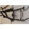 Image 7 : GS Garcia- Elko, Nev. Silver Inlaid Bit- Carmel Cheek- Spade- Rein Chains- Old Headstall with Nickel