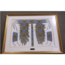 Plains Indian Beaded Belt and Wrist Cuffs- Frame 40" X 30"