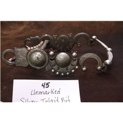 Unmarked Silver Inlaid Bit- Concho Crescent Moon Cheek- Spade