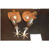 Image 2 : Kelly Bros. Silver Overlaid Spurs- Silver Buttons- Heavy Duty Carved Straps