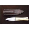 Image 4 : Skaggs Bone Handle Knife- Overall 7"- Blade 3"- Sheath