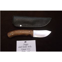 Skaggs Wood Handle Knife- Overall 8.5"- Blade 3.5"- Sheath