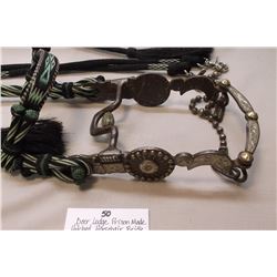 Deer Lodge Prison Made Hitched Horsehair Bridle with Matching Reins- Fulling Hitched including Poppe