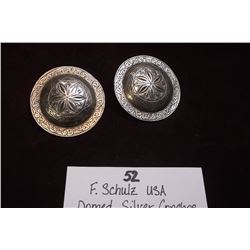 F. Schultz USA Domed Silver Conchos  2 1/8"