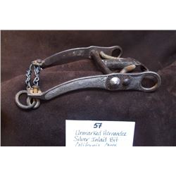 Unmarked Hernandez Silver Inlaid Bit- California Cheek- Spade