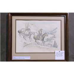 Signed Picture Presented to Hollywood Western Actor Hoot Gibson by Artist JB Clemens- Frame 23" X 19