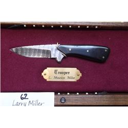Larry Miller Damascus Knife- "Trooper"- Walnut Presentation Box with LED Lights