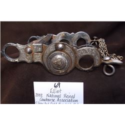 Elliot 2002 National Reined Cowhorse Association Silver and Gold Overlaid Bit- Carmel and Crescent M