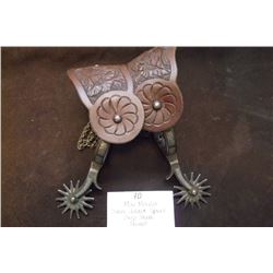 Mike Morales Silver Inlaid Spurs- Drop Shank- Straps