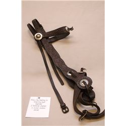 Miles City Saddlery Co.- Miles City, MT. Headstall- 2 Sombrero Conchos- 5 Nickel Conchos- Carved