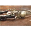 Image 7 : Unmarked Tapia Silver Inlaid Bit- El Toro Cheek- Spade- Rein Chains- One Ear Headstall with Silver B