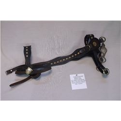 Unmarked Beurmann Half Breed Bit - Buffalo  Heads- Old Buckstitched Headstall with 2 Silver and Bras