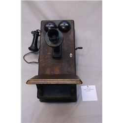 Solid Oak Crank Telephone Box- Complete