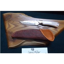 Larry Miller Full Tang Trooper Knife- Faux Ivory Handle With Brass Pins and Guard- Basket Stamped Sh