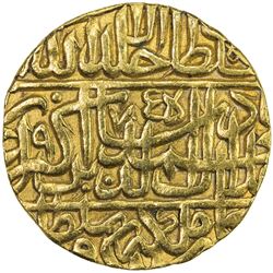 MUGHAL: Akbar I, 1556-1605, AV mohur (10.89g), Agra, AH975. VF-EF