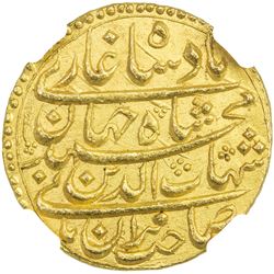 MUGHAL: Shah Jahan I, 1628-1658, AV mohur, Surat, year 2. NGC MS64