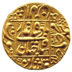 MUGHAL: Shah Jahan I, 1628-1658, AV mohur (10.90g), Surat, AH1047 year 10. EF