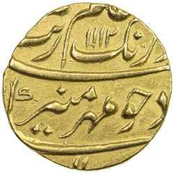 MUGHAL: Aurangzeb, 1658-1707, AV mohur (11.08g), Surat, AH1112 year 4(5). EF-AU