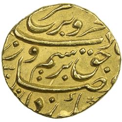 MUGHAL: Farrukhsiyar, 1713-1719, AV mohur (10.92g), Khujista Bunyad, AH(11)30 year 7. EF