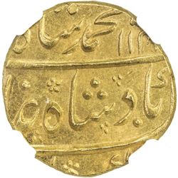 MUGHAL: Muhammad Shah, 1719-1748, AV mohur, Khujista Bunyad, year 10. NGC MS64