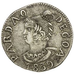 GOA: Maria II, 1834-1853, AR pardao (5.48g), 1839. EF