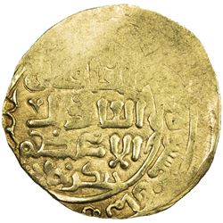 GREAT MONGOLS: Chingiz Khan, 1206-1227, AV dinar (5.90g) (Ghazna), AH618. VF