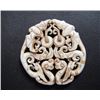 Image 1 : Old China White jade hand-carved Bat and Pheonix