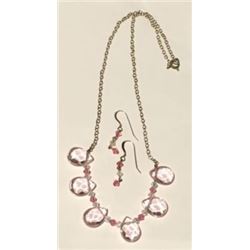 PINK SWAROVSKI CRYSTAL NECKLACE & EARRING SET