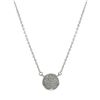 Image 1 : CZ Pave Flower In 10Mm Round Circle, Rhodium Plated Sterling Silver Necklace, 16" 2"