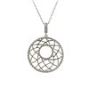 Image 1 : Rhodium Plated Sterling Silver, 28Mm Round Circle Pendant, Line Design With White CZ Dimensions: 39.