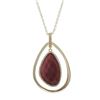 Image 1 : Rhodonite(Pink) Semi Precious Stone In Gold Plated  Sterling Silver Open Teardop CZ Pendant Dimensio