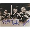 Image 1 : Fred Stanfield Signed Boston Bruins 8X10 Sepia Photo With  John Mckenzie & Johnny Bucyk