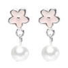 Image 1 : Sterling Silver Flower Earrings W Pearl