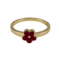 Red Enamel Heart, Gold Tone Sterling Silver Ring, Size 6