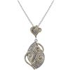 Two Tone Sterling Silver Pendant, White Czs Pave, Large