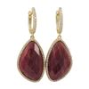 Image 1 : Rhodonite (Pink) Semi Precious Faceted Stone, With CZ Border, On Gold Plated Sterling Silver Lever B