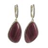 Image 2 : Rhodonite (Pink) Semi Precious Faceted Stone, With CZ Border, On Gold Plated Sterling Silver Lever B