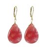 Image 1 : Cherry Quartz Semi Precious Stone On Gold Tone Sterling Silver Lever Back Earrings -1.87