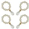 Image 2 : Set Of 4 - White 12Mm And Cream 10Mm Pearl Napkin Rings, With Hanging Baroque Champagne Pearl, Gold 